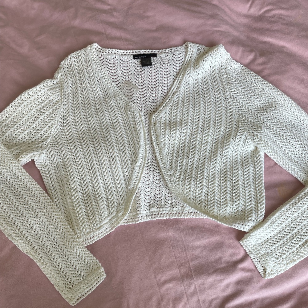 Rendition off white crochet cropped sweater/ dress topper  XL. NWOT.